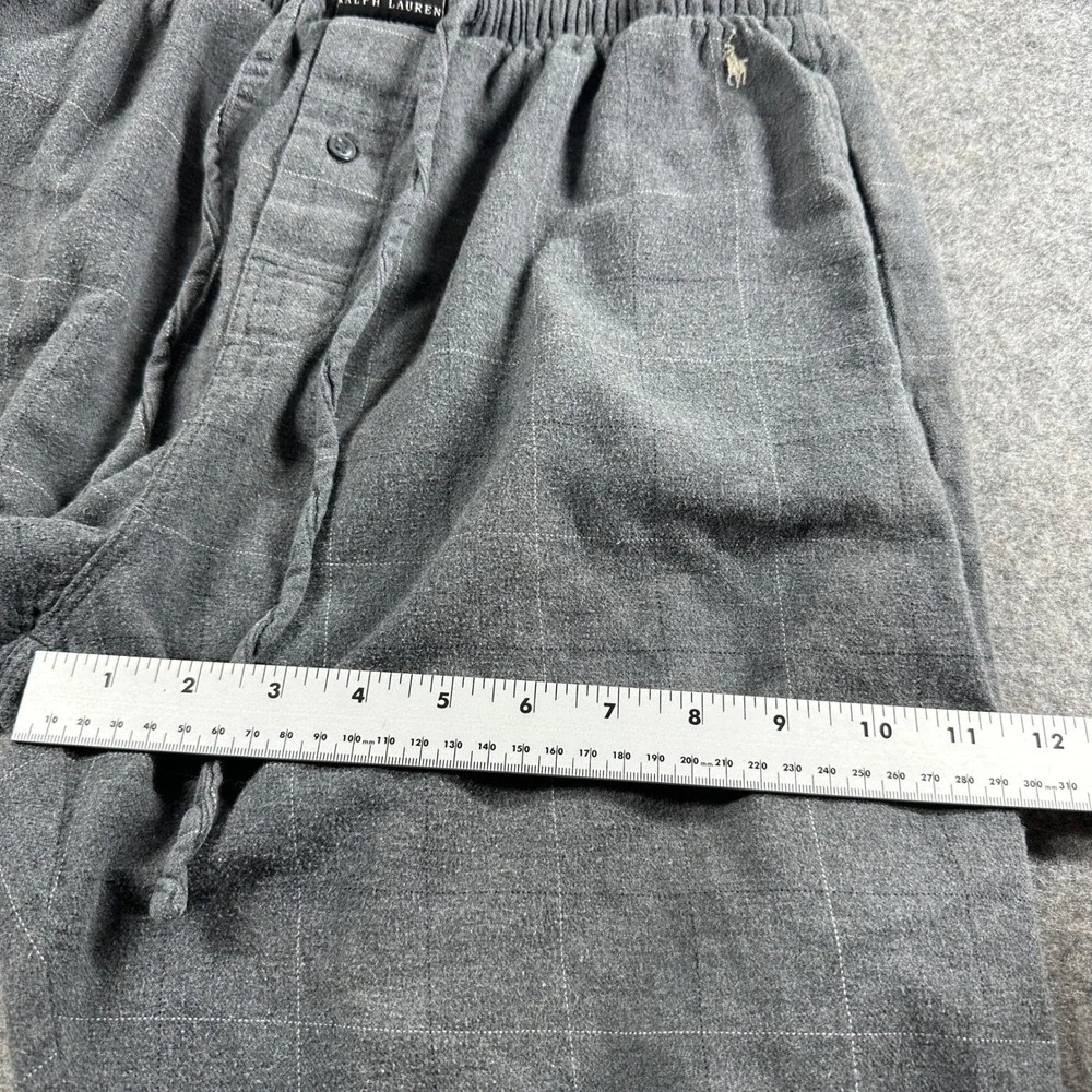 Polo Ralph Lauren Pajama Pants Mens M Gray Windowpane Plaid Cotton Sleepwear